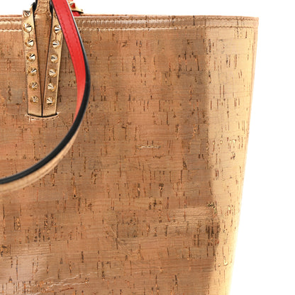 Christian Louboutin Calfskin Liege Pepite Cork Spikes East West Cabata Tote Snow 14 of 15