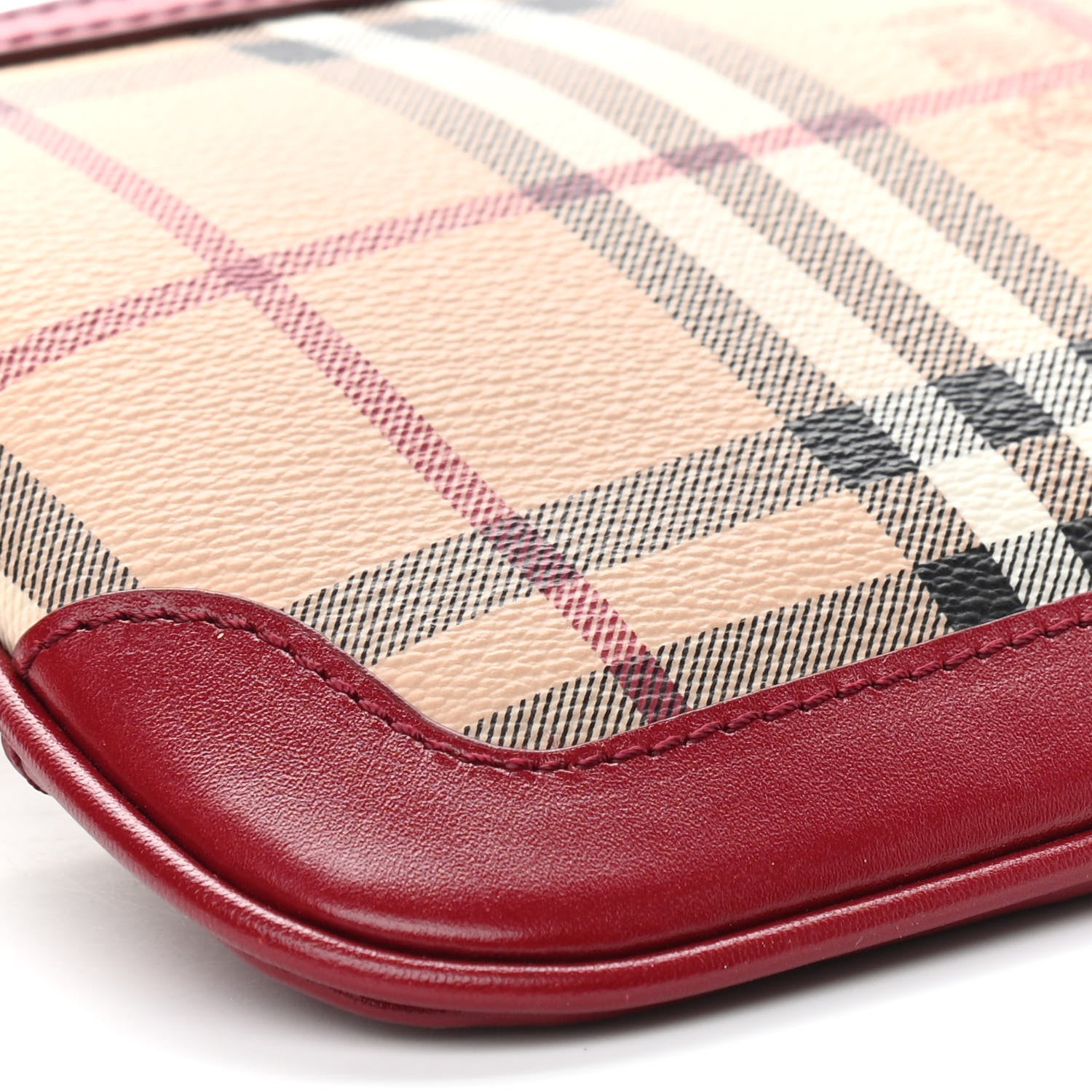 Burberry Haymarket Check Small Peyton Crossbody Clutch Bag Military Red 9 of 10