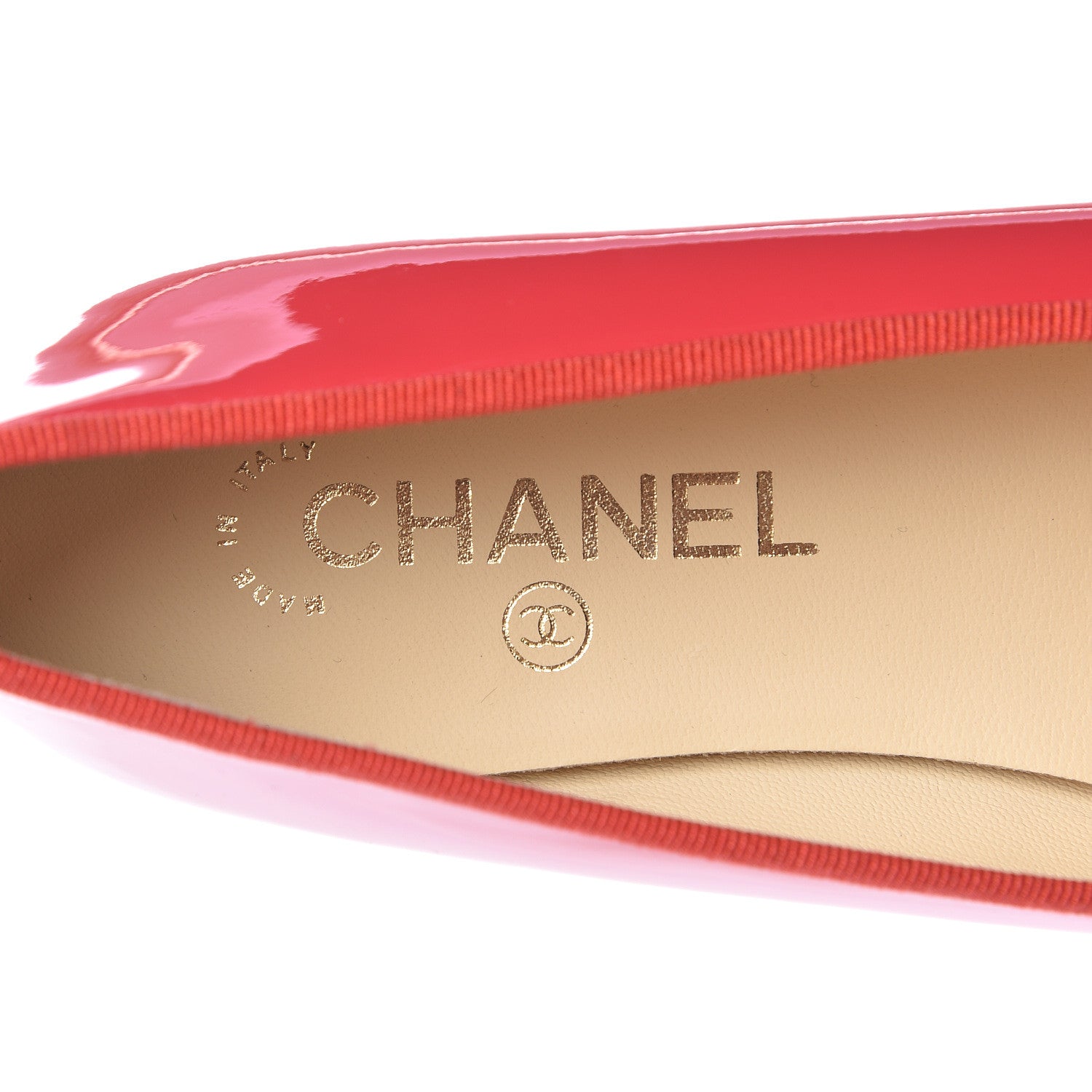 Chanel Patent Calfskin CC Cap Toe Ballerina Flats 37.5 Coral 8 of 11