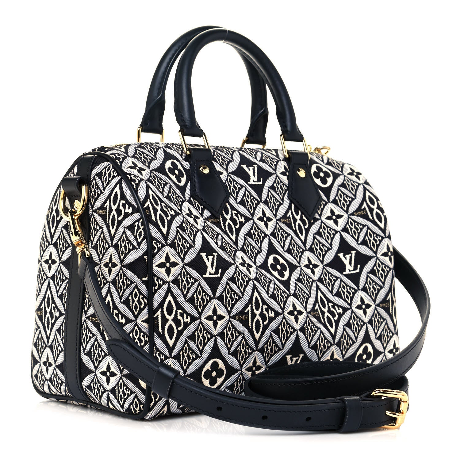 Louis Vuitton Jacquard Since 1854 Speedy Bandouliere 25 Black 3 of 11