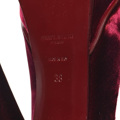 Saint Laurent Velluto Master Lace Up Tribute 105 Platform Sandals 38 Burgundy 7 of 8