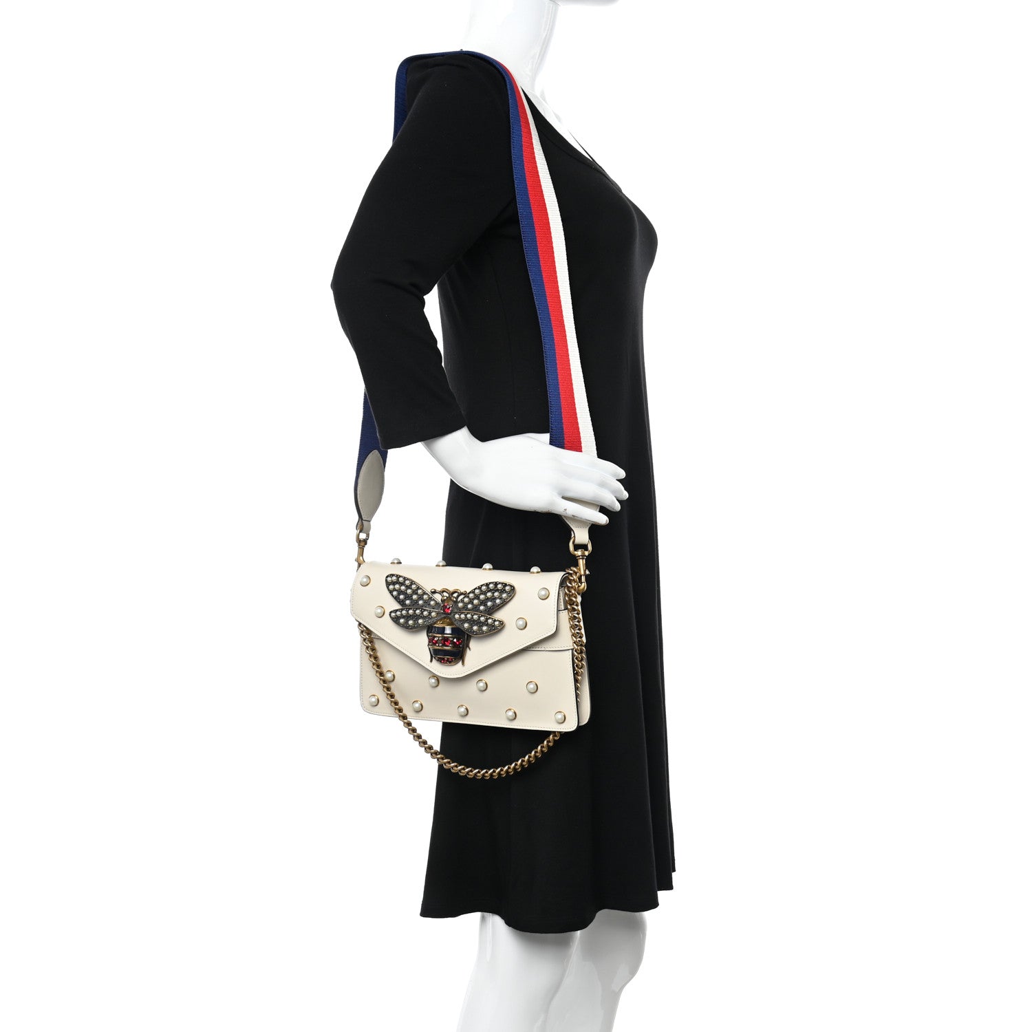 Gucci Nappa Pearl Studded Mini Queen Margaret Broadway Shoulder Bag Mystic White 2 of 11