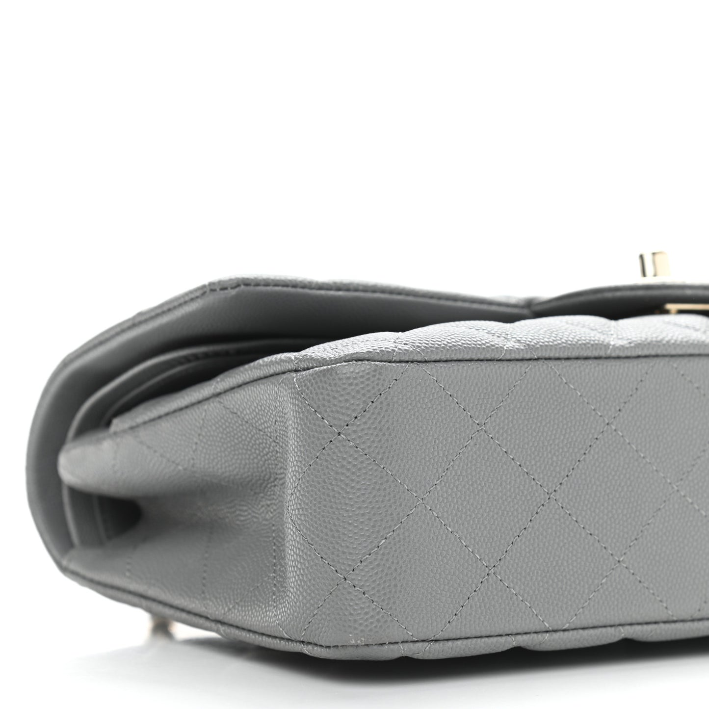 Caviar Quilted Medium Double Flap Grey
