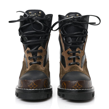 Louis Vuitton Suede Calfskin Monogram Star Trail Ankle Boots 40 Khaki 2 of 6