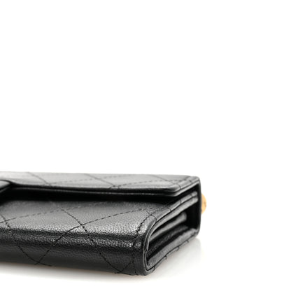 Chanel Goatskin Quilted Chic Pearls Clutch With Chain Black 11 of 12