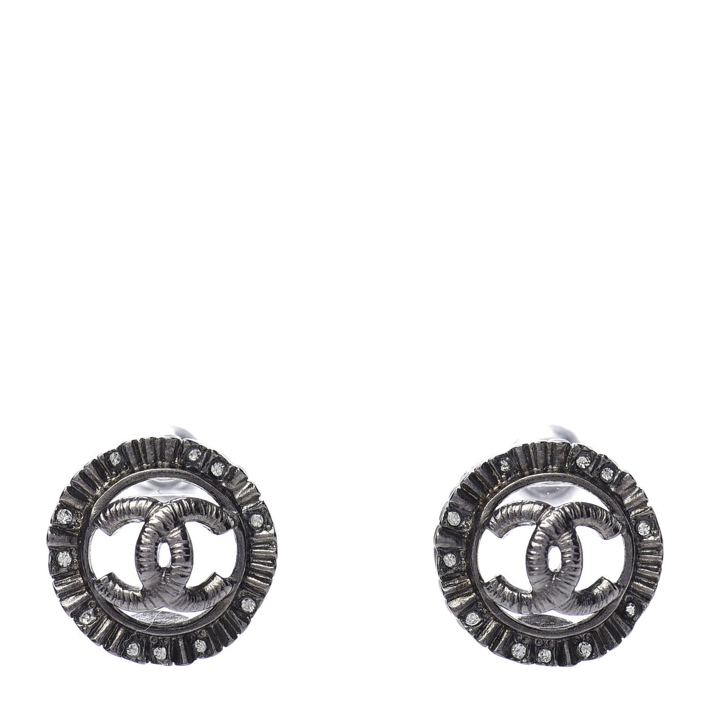 Ruthenium Crystal CC Round Earrings Silver