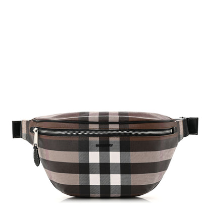 Burberry E-canvas Check Cason Bum Bag Dark Birch Brown 1 of 12