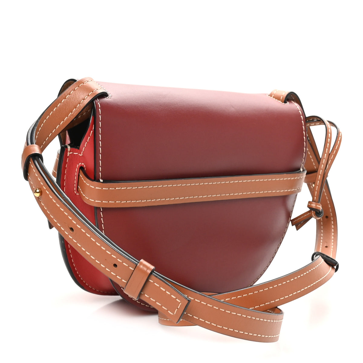 Calfskin Small Gate Crossbody Bag Garnet Pomodoro