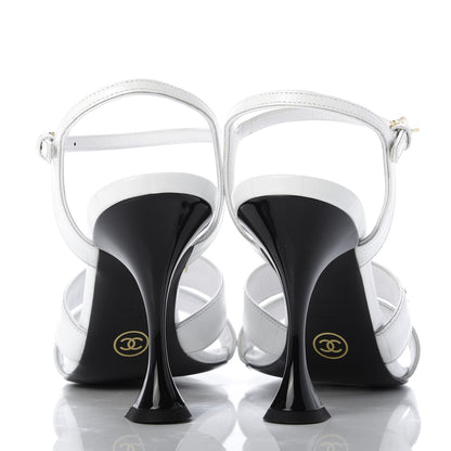Chanel CHANELCalfskin Crocodile Embossed Sandals 36 White 6 of 10
