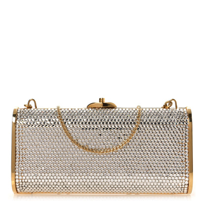 Judith Leiber Swarovski Crystal Minaudiere Clutch Silver Gold 1 of 11