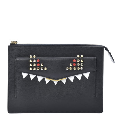Fendi Vitello Elite Studded Monster Crossbody Bag Black 1 of 10