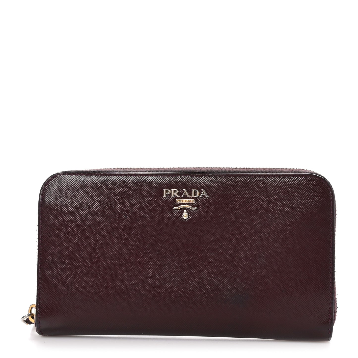 Saffiano Metal Zip Around Wallet Granato