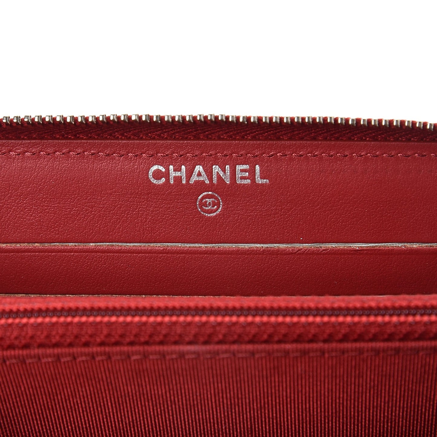 Caviar Quilted Small Zip Around Wallet Dark Red