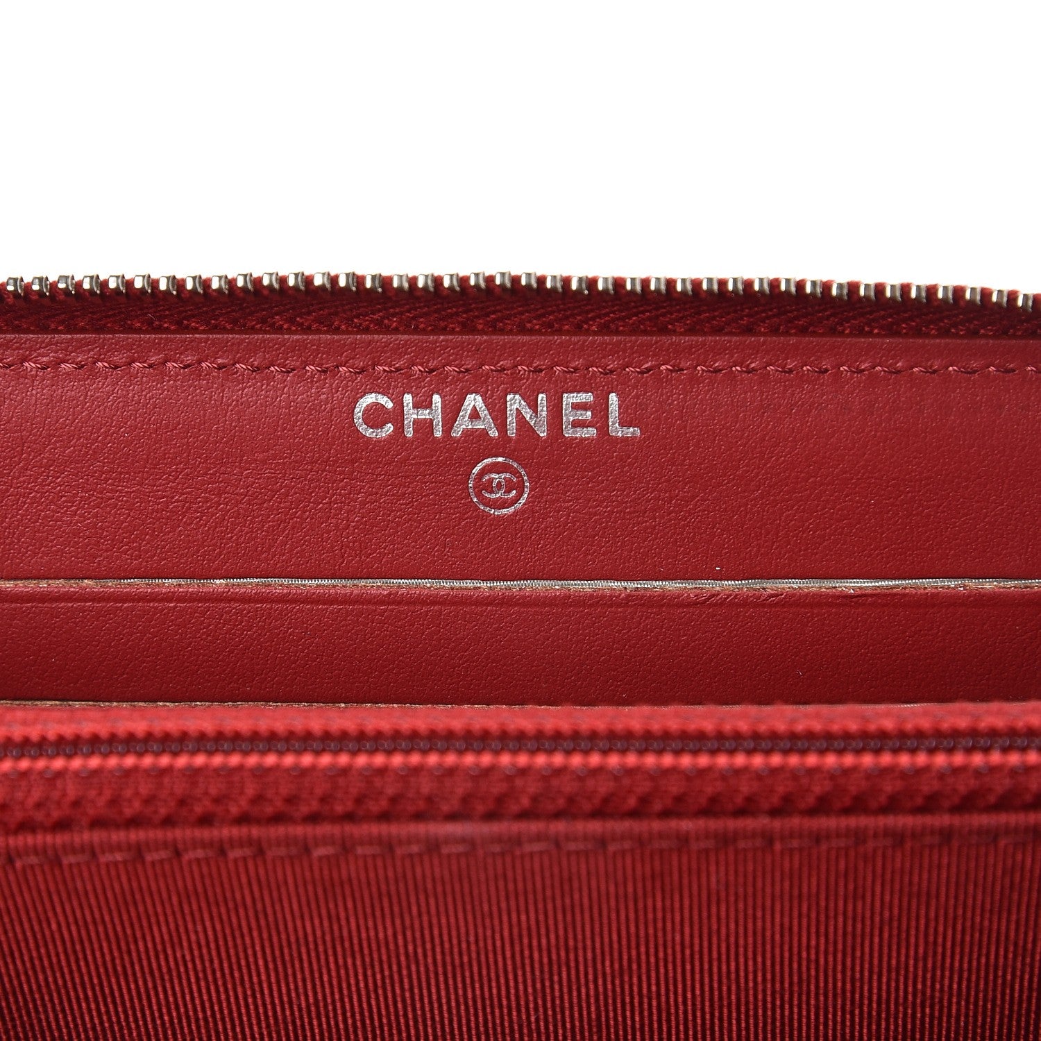 Chanel Caviar Quilted Small Zip Around Wallet Dark Red 6 of 9
