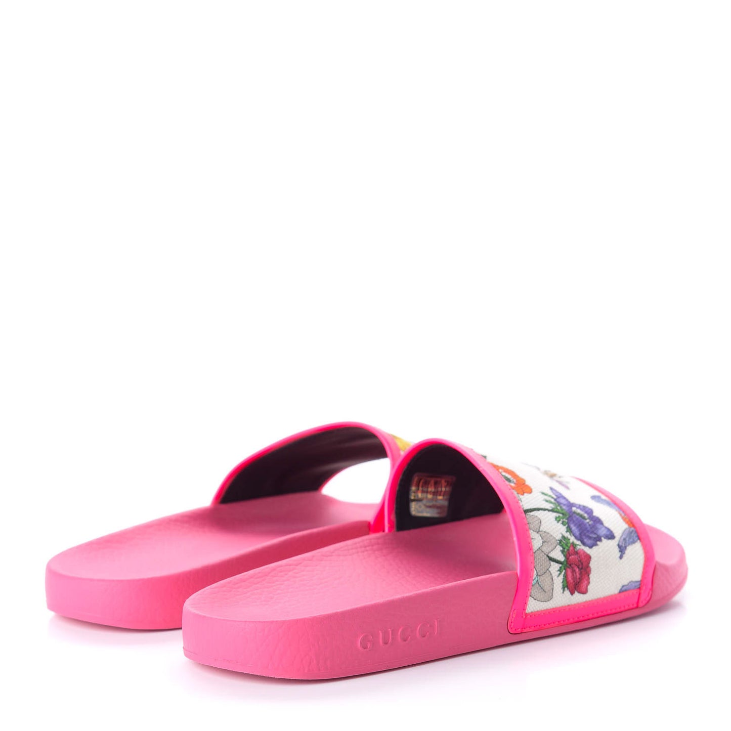 Canvas Flora Print Slide Sandals 41 Fluorescent Fuchsia
