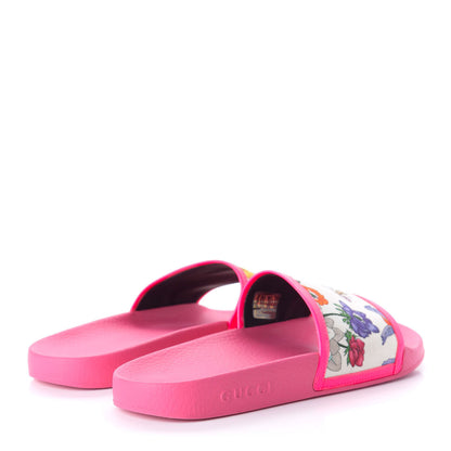 Gucci Canvas Flora Print Slide Sandals 41 Fluorescent Fuchsia 4 of 7