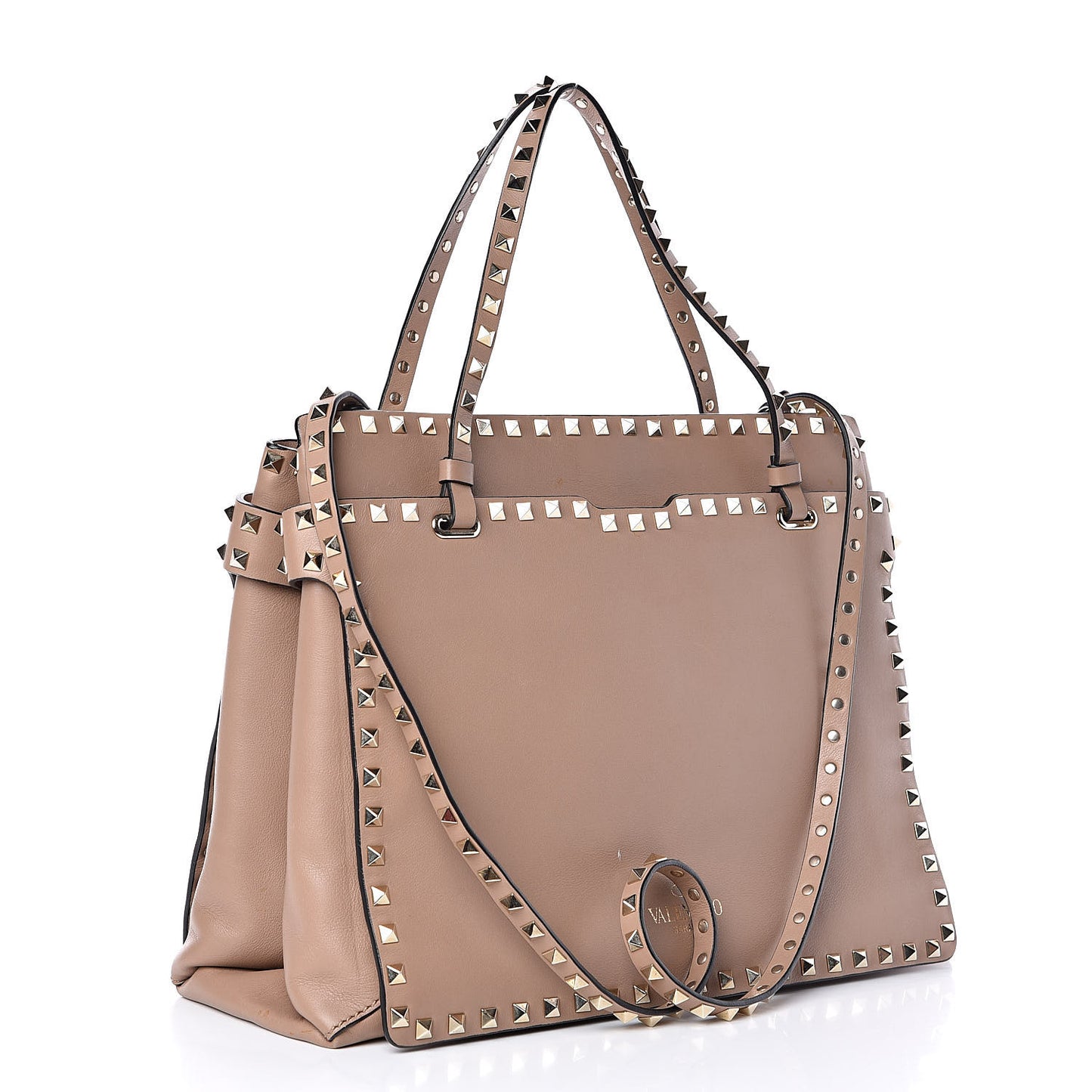 Vitello Rockstud Flip Lock Tote Alpaca