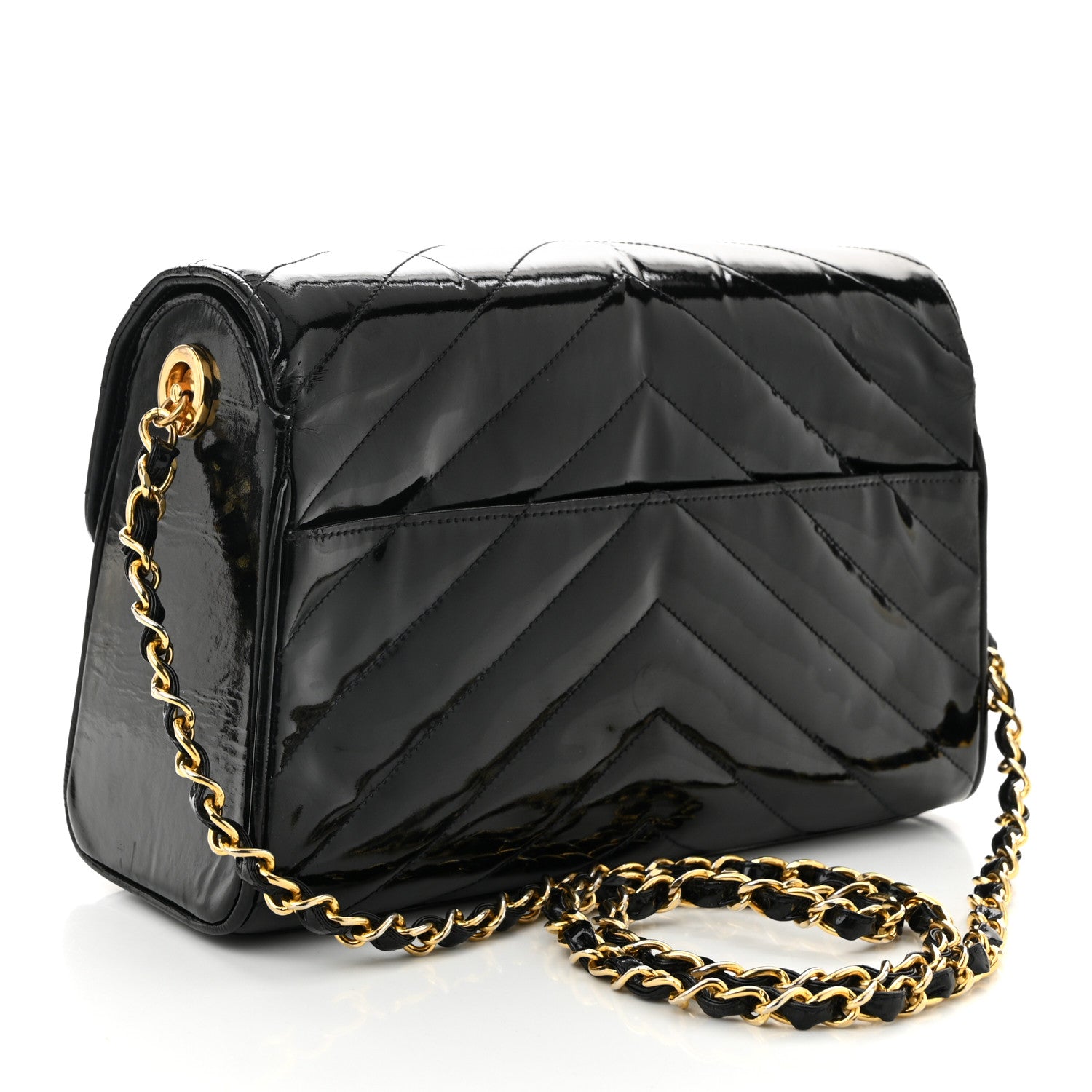 Chanel Patent Small Chevron Single Flap Black 3 of 11
