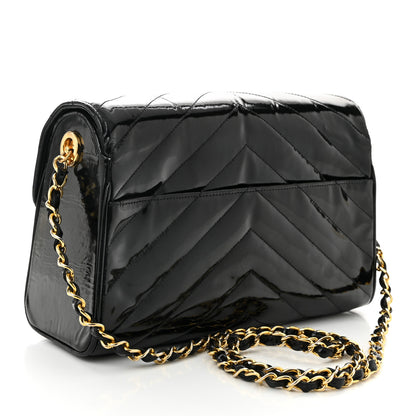 Chanel Patent Small Chevron Single Flap Black 3 of 11