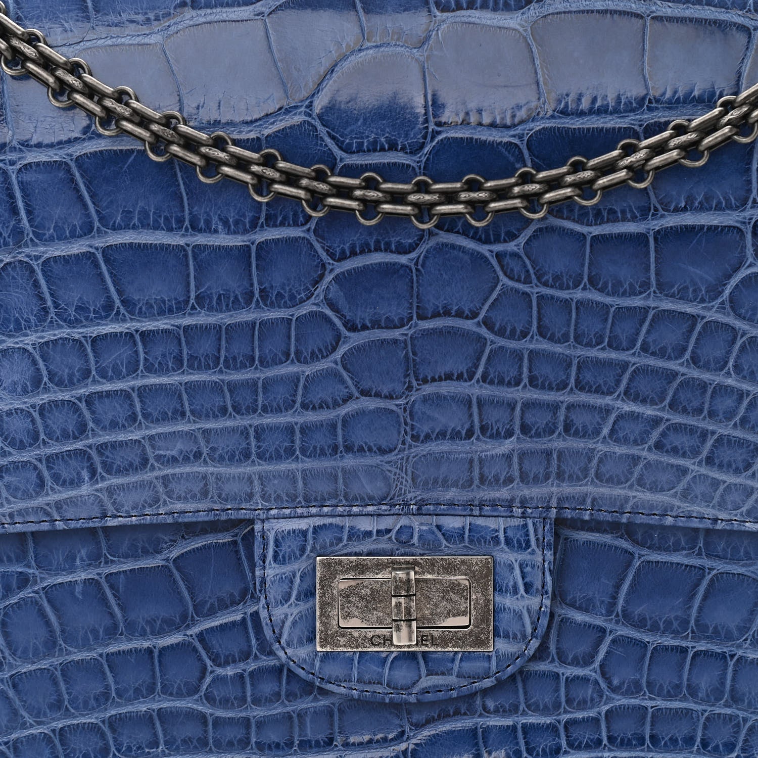 Chanel Alligator 2.55 Reissue 227 Flap Blue 8 of 10