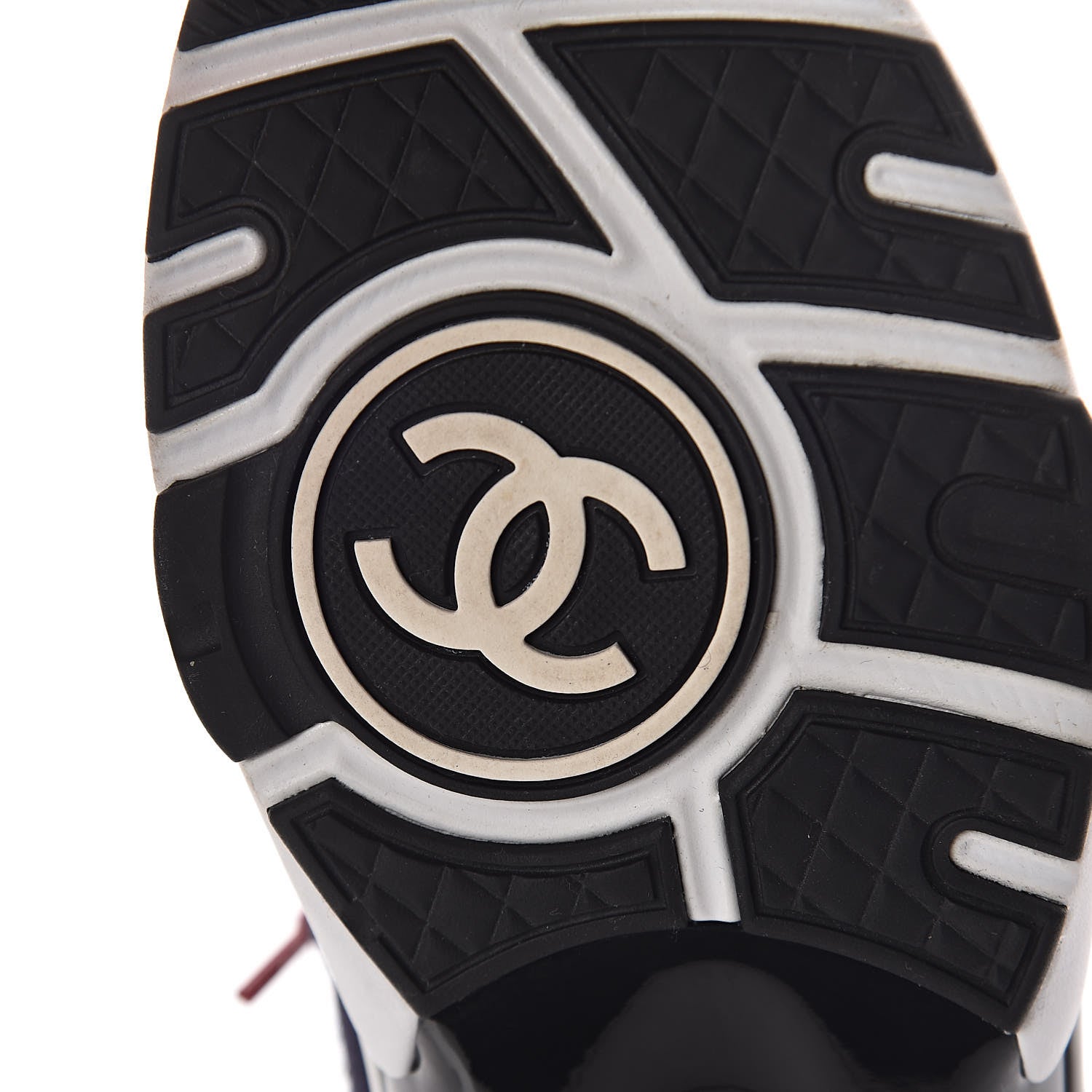 Chanel Tweed Suede Calfskin Womens CC Sneakers 38 Grey Red Navy 7 of 7