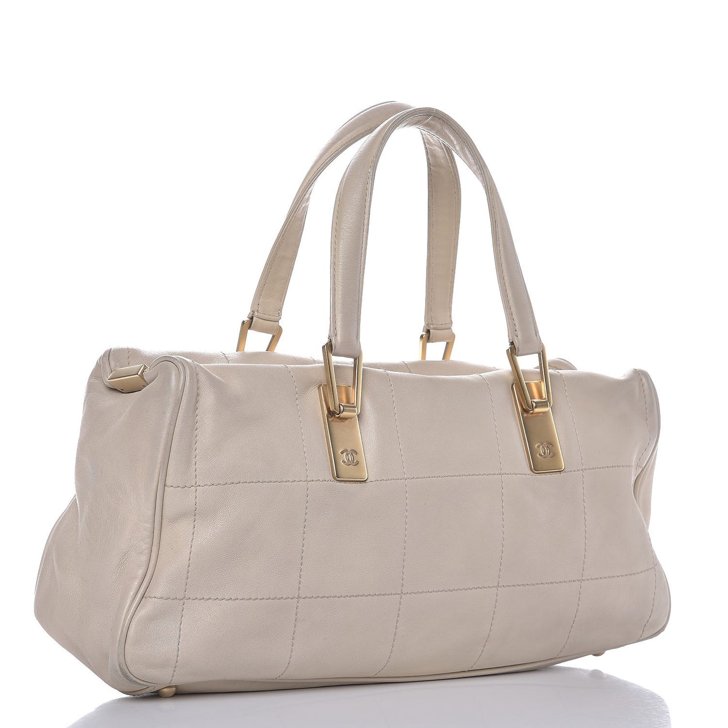 Calfskin Square Stitched Tote Ivory
