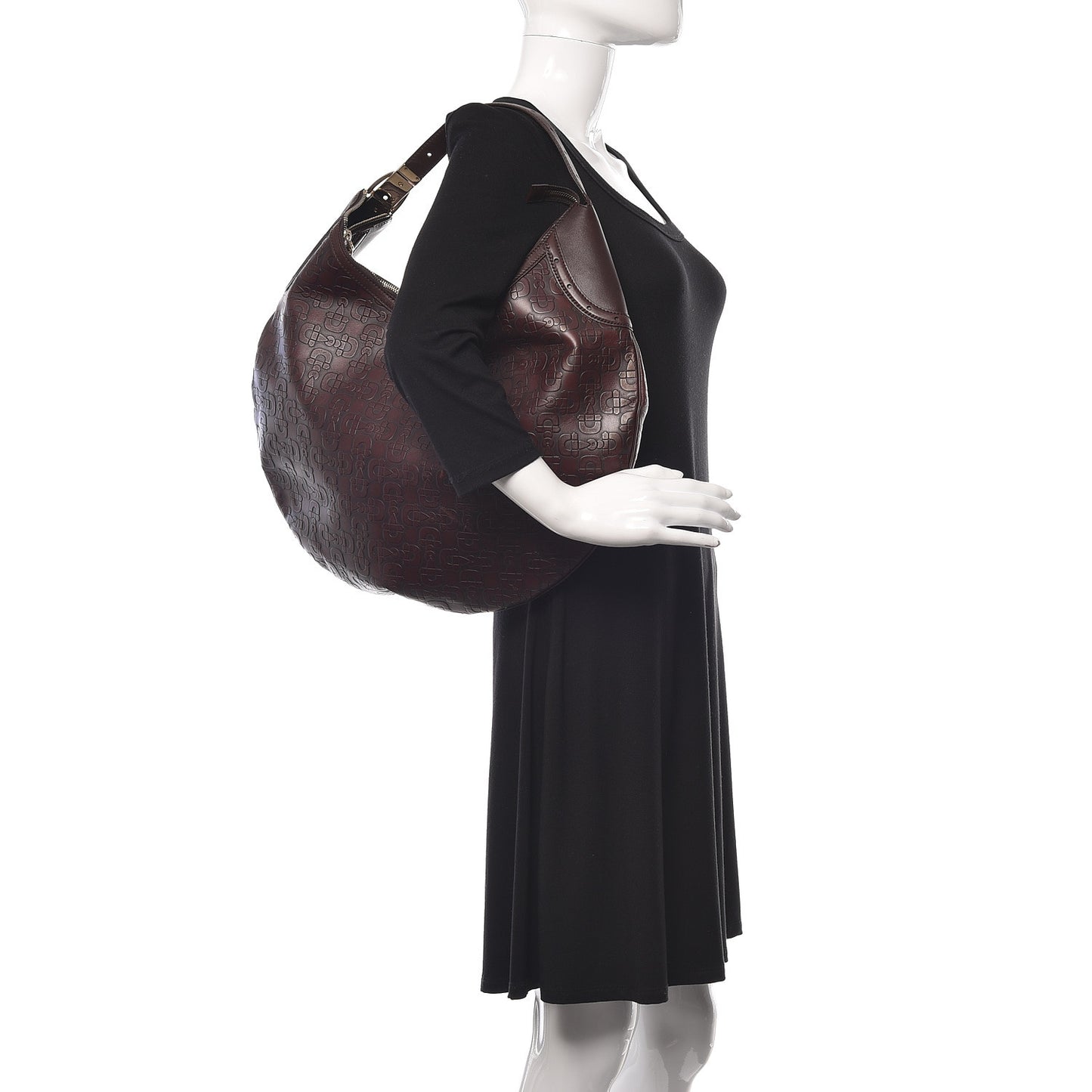 Calfskin Horsebit Embossed Glam Hobo Purple