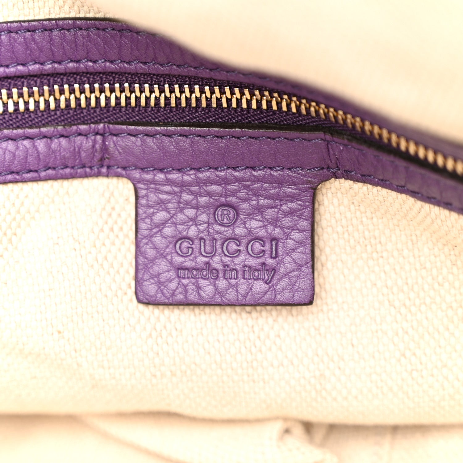 Gucci Pebbled Calfskin Large Soho Shoulder Bag Shine Purple 6 of 11