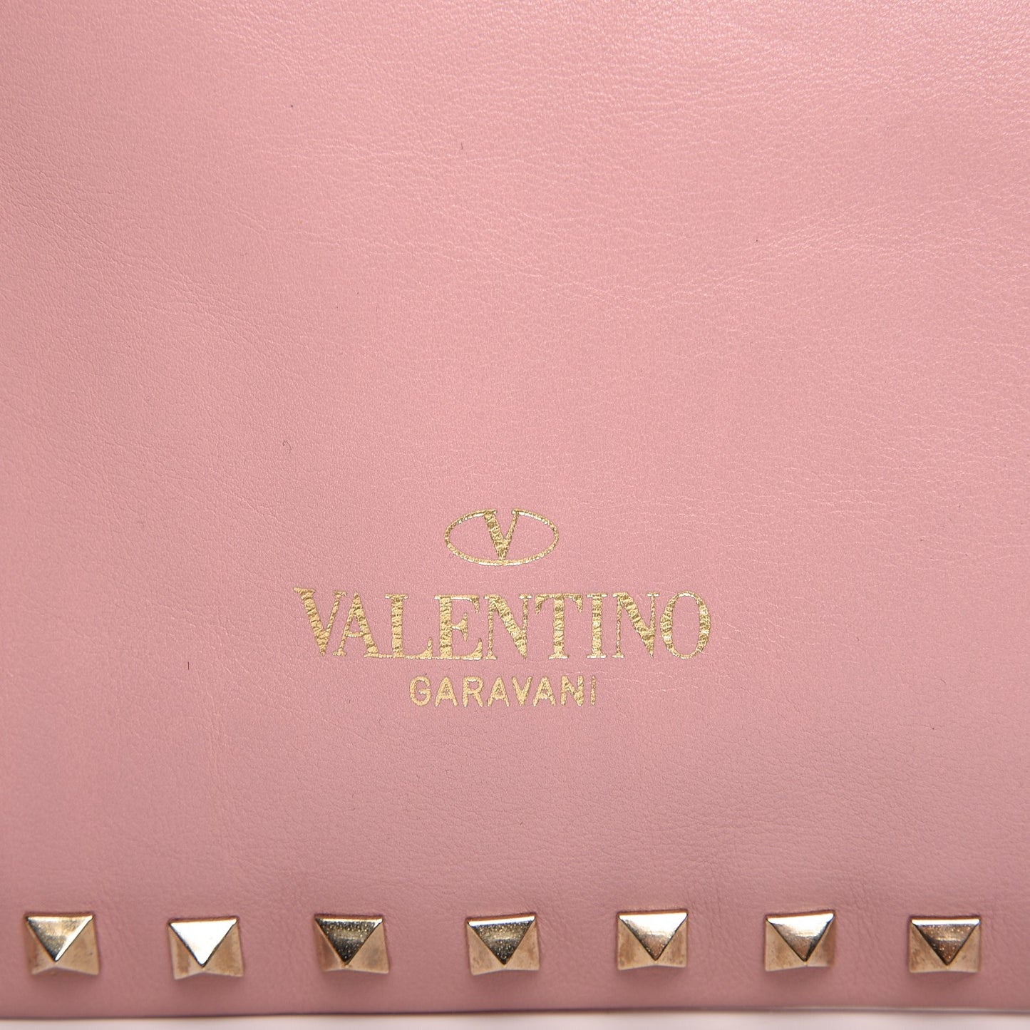 Vitello Large Rockstud Zip Wristlet Pouch Pop Gardenia