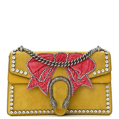 Gucci Suede Crystal Bow Embroidered Small Dionysus Shoulder Bag Yellow 1 of 11