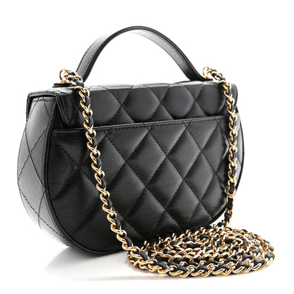 Chanel Shiny Aged Calfskin Quilted Top Handle Clutch With Chain Black 3 of 11