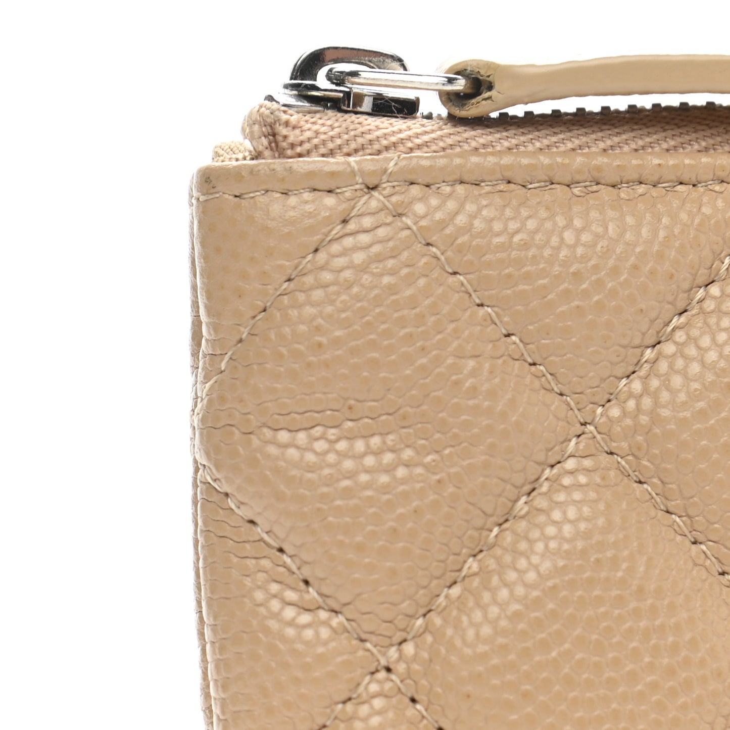 Caviar Quilted Small Cosmetic Case Beige