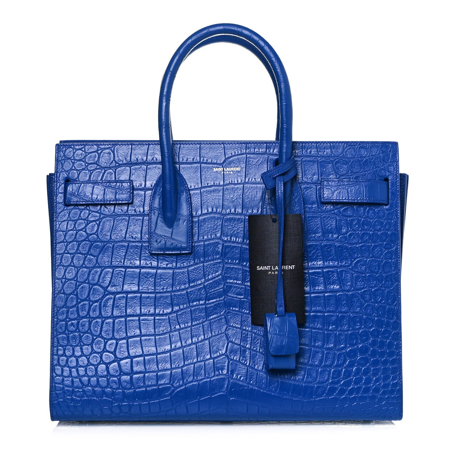 Calfskin Crocodile Embossed Small Sac De Jour Royal Blue