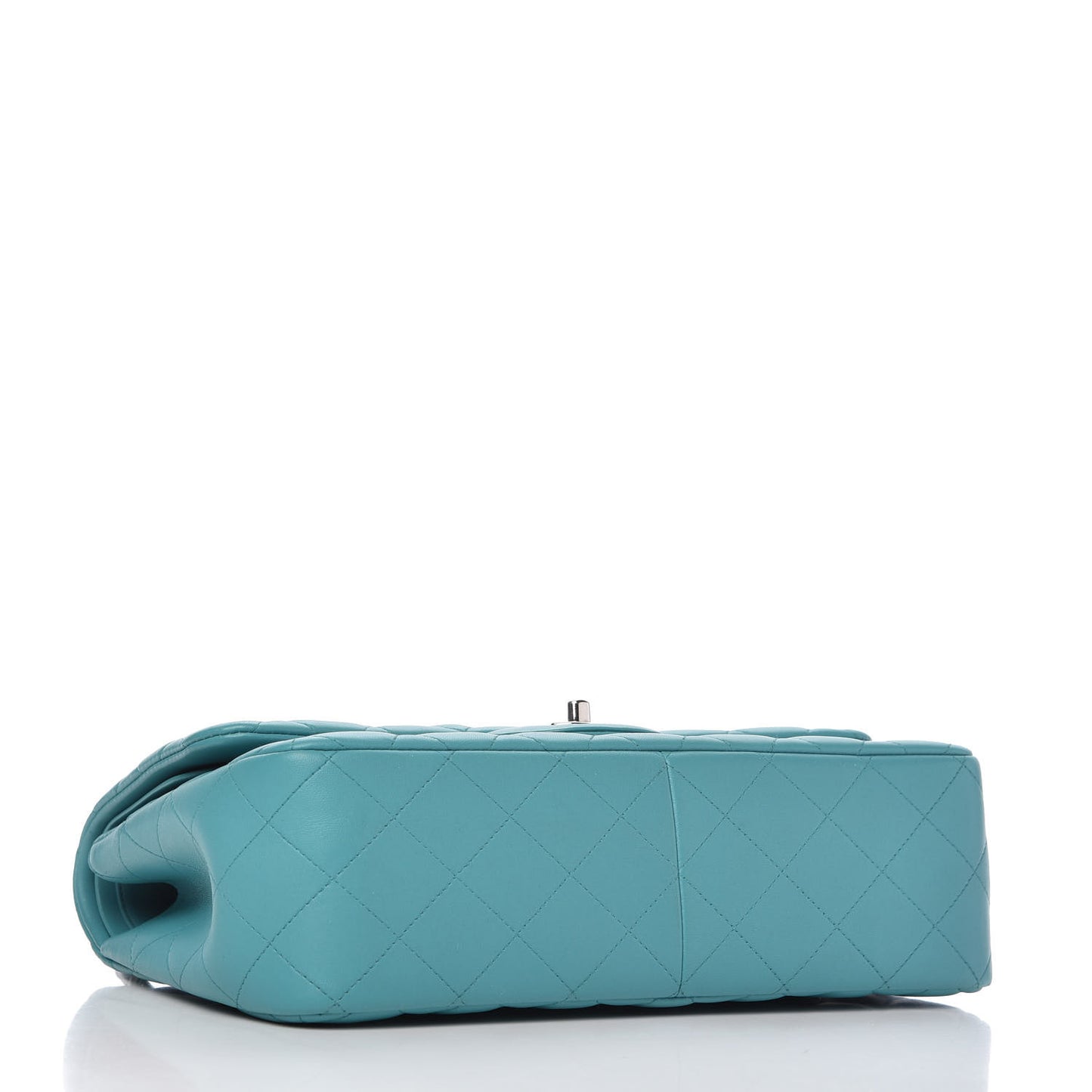 Lambskin Quilted Jumbo Double Flap Turquoise
