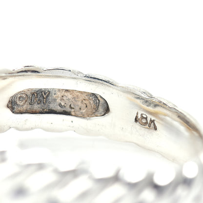 David Yurman Sterling Silver 18K Yellow Gold Diamond 10mm Noblesse Ring 53 6.5 5 of 5