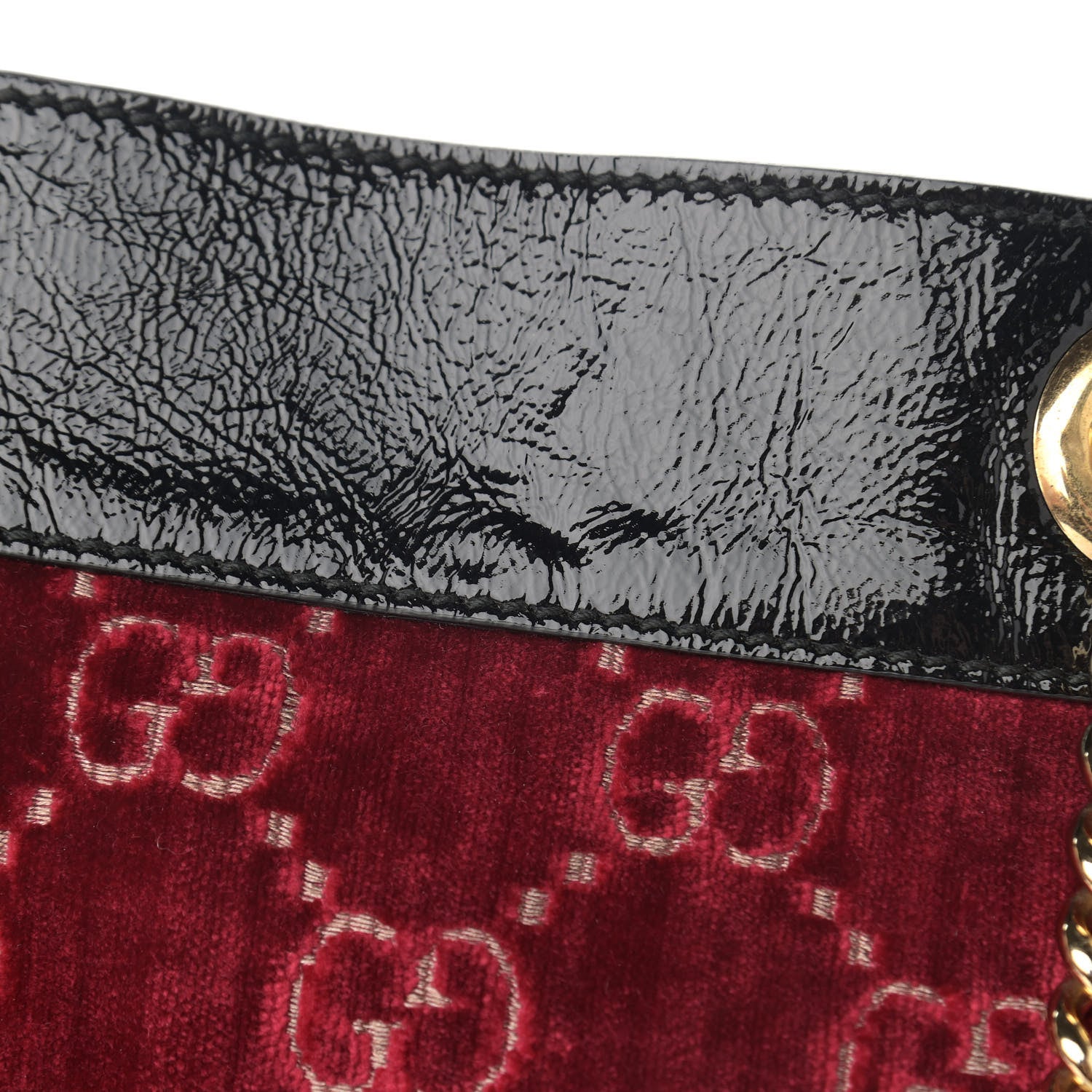 Gucci Velvet GG Monogram Large Rajah Chain Tote Red Cipria Black 15 of 16