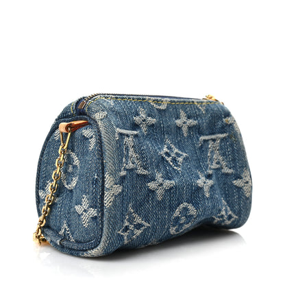 Louis Vuitton Monogram Denim Pochette Speedy PM Key Holder Blue 3 of 6
