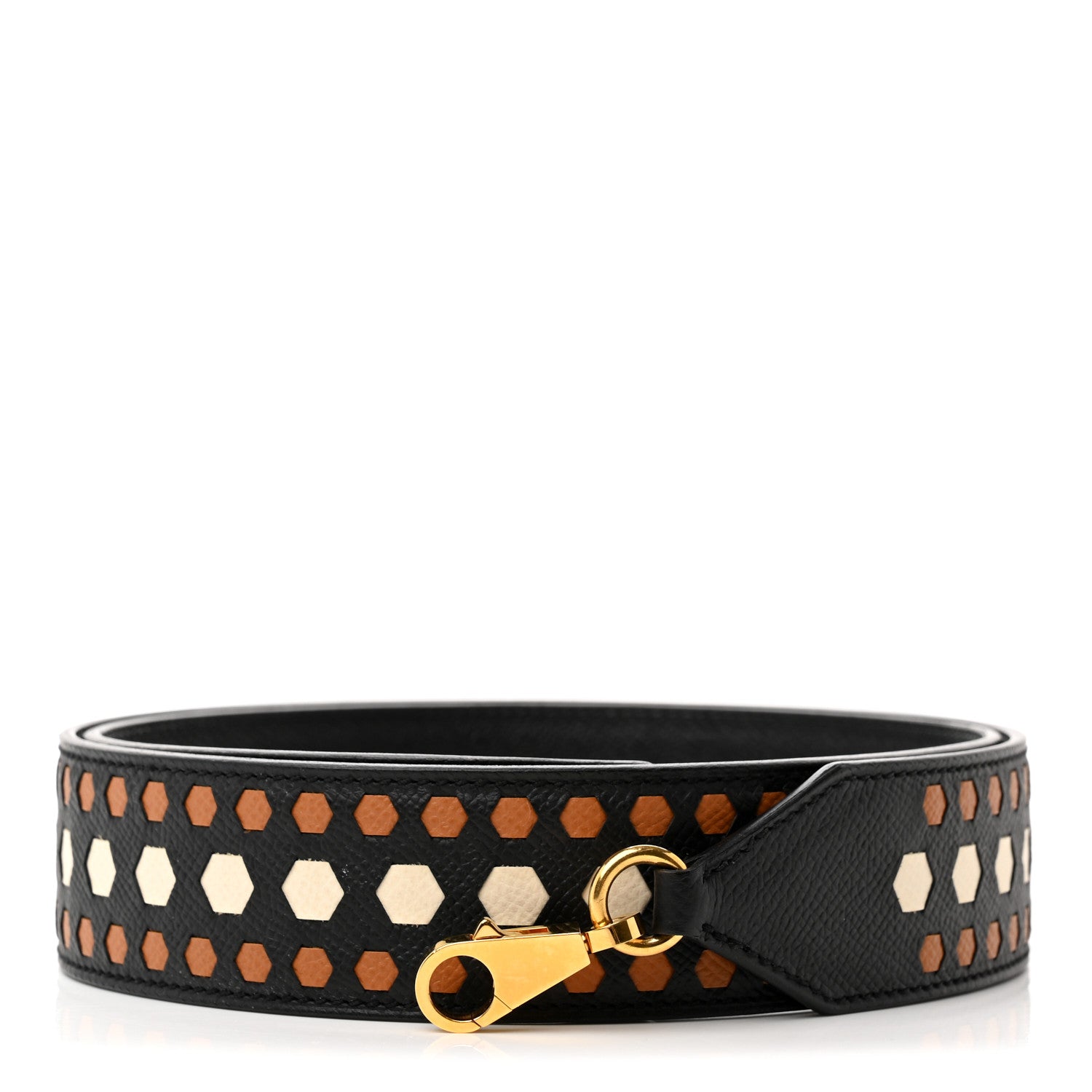 Hermes Epsom 30mm Hexagone Tressage Shoulder Strap Black Craie 1 of 5