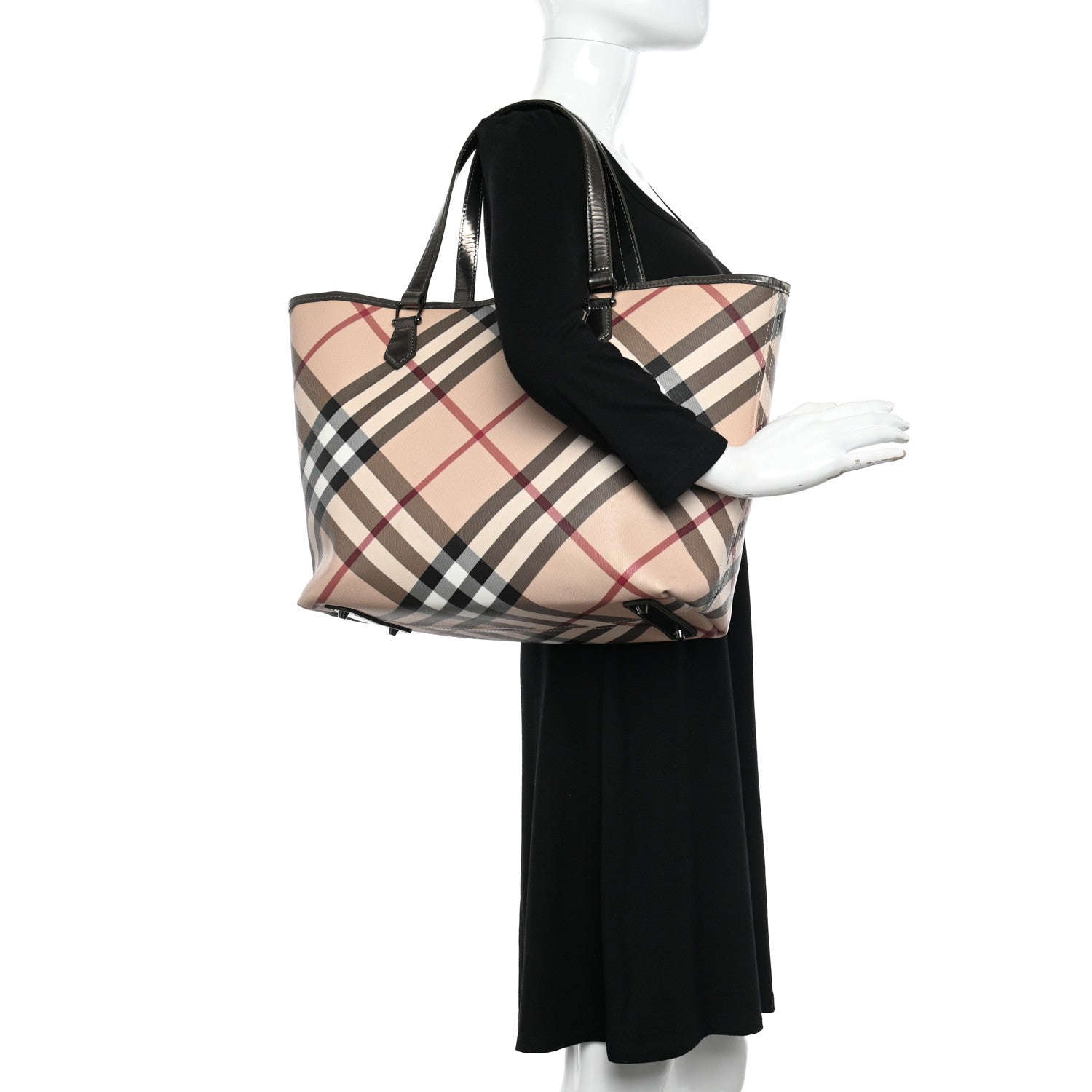Burberry Supernova Check Stanton Tote Dark Nickel 2 of 15