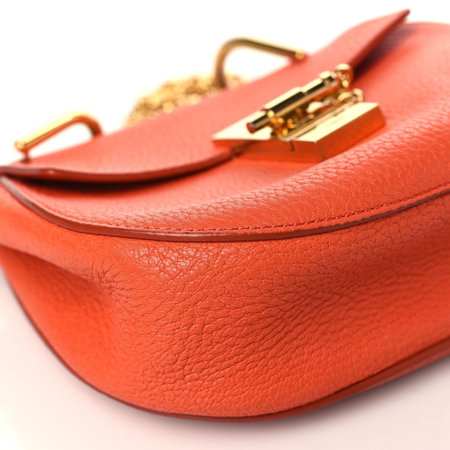 Chloe Grained Lambskin Mini Drew Shoulder Bag Foxy Orange 7 of 11