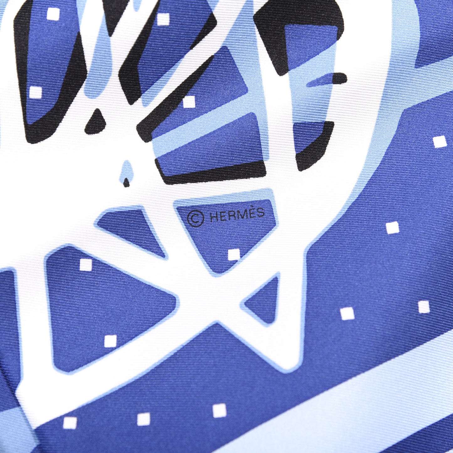 Silk Caleche Elastique Scarf 90 Ciel Bleu Gitane White