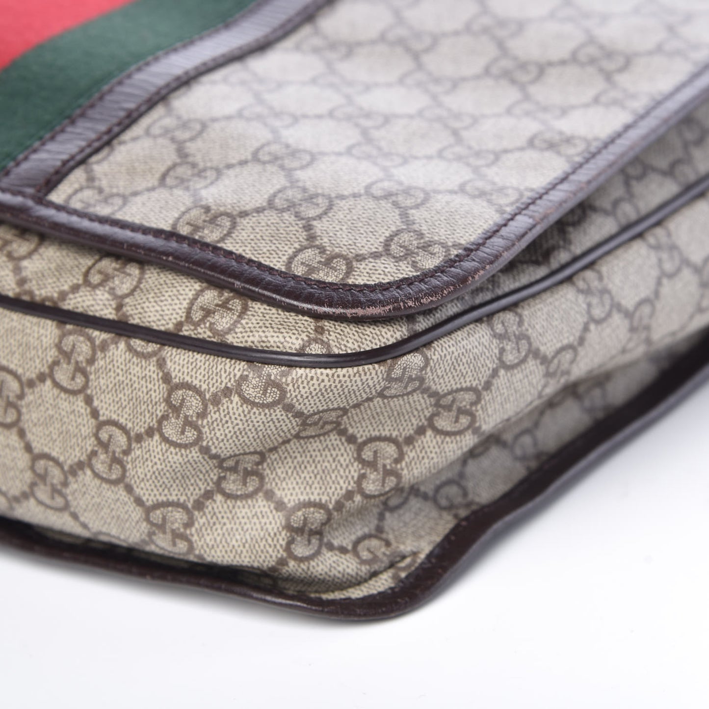 GG Plus Monogram Web Large Flap Messenger Bag Beige Dark Brown