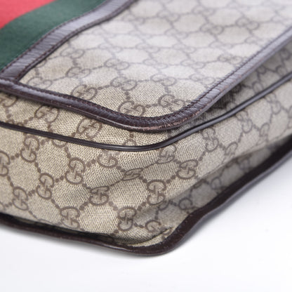 Gucci GG Plus Monogram Web Large Flap Messenger Bag Beige Dark Brown 9 of 14