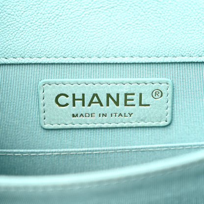 Chanel Caviar Quilted North South Boy Flap Light Blue 6 of 10