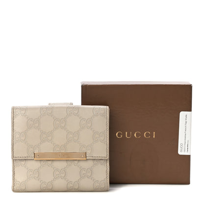 Gucci Guccissima Margaux Calfskin Metal Bar French Flap Wallet Mystic White 14 of 14