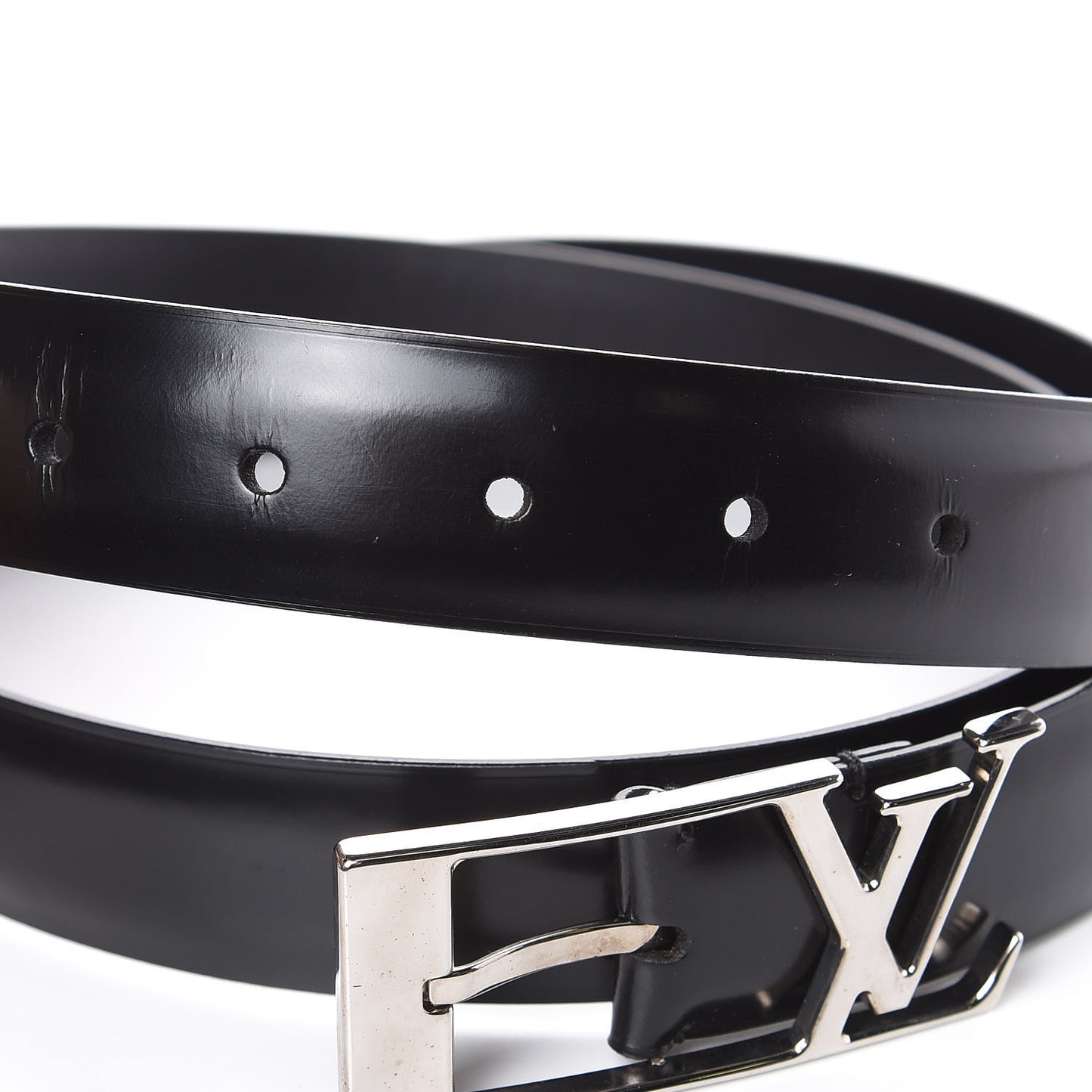 Glazed Calfskin LV Anagramme 30mm Belt 110 44 Black