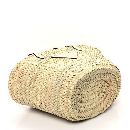 Prada Palmitto Vitello Woven Braided Large Basket Tote Bag Naturale White 4 of 11