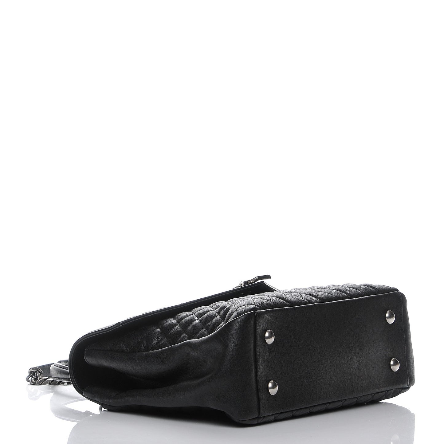 Sheepskin Tri-quilt Monogram Large College Satchel Black