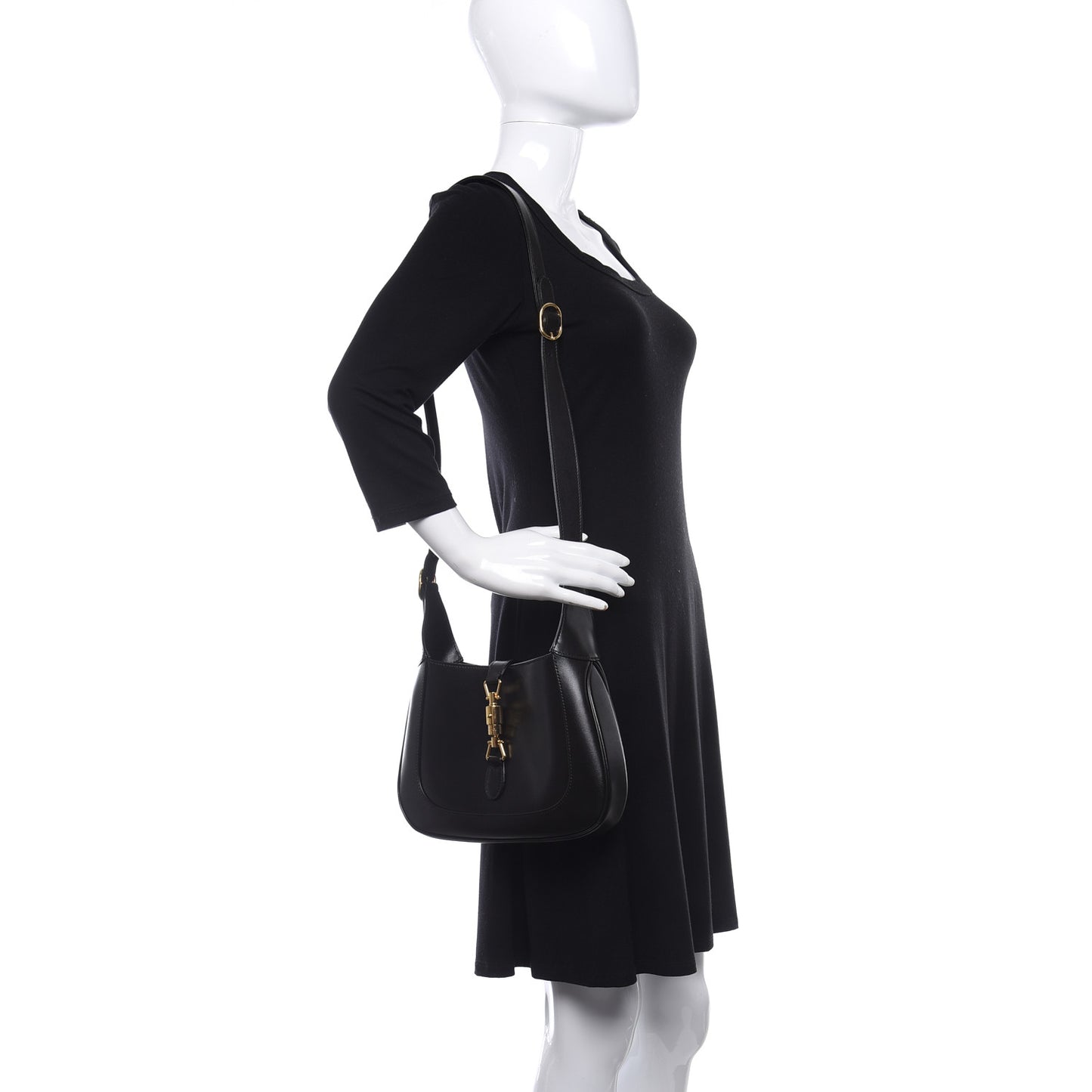 Boarded Dyana Lux Calfskin Small Jackie 1961 Hobo Black