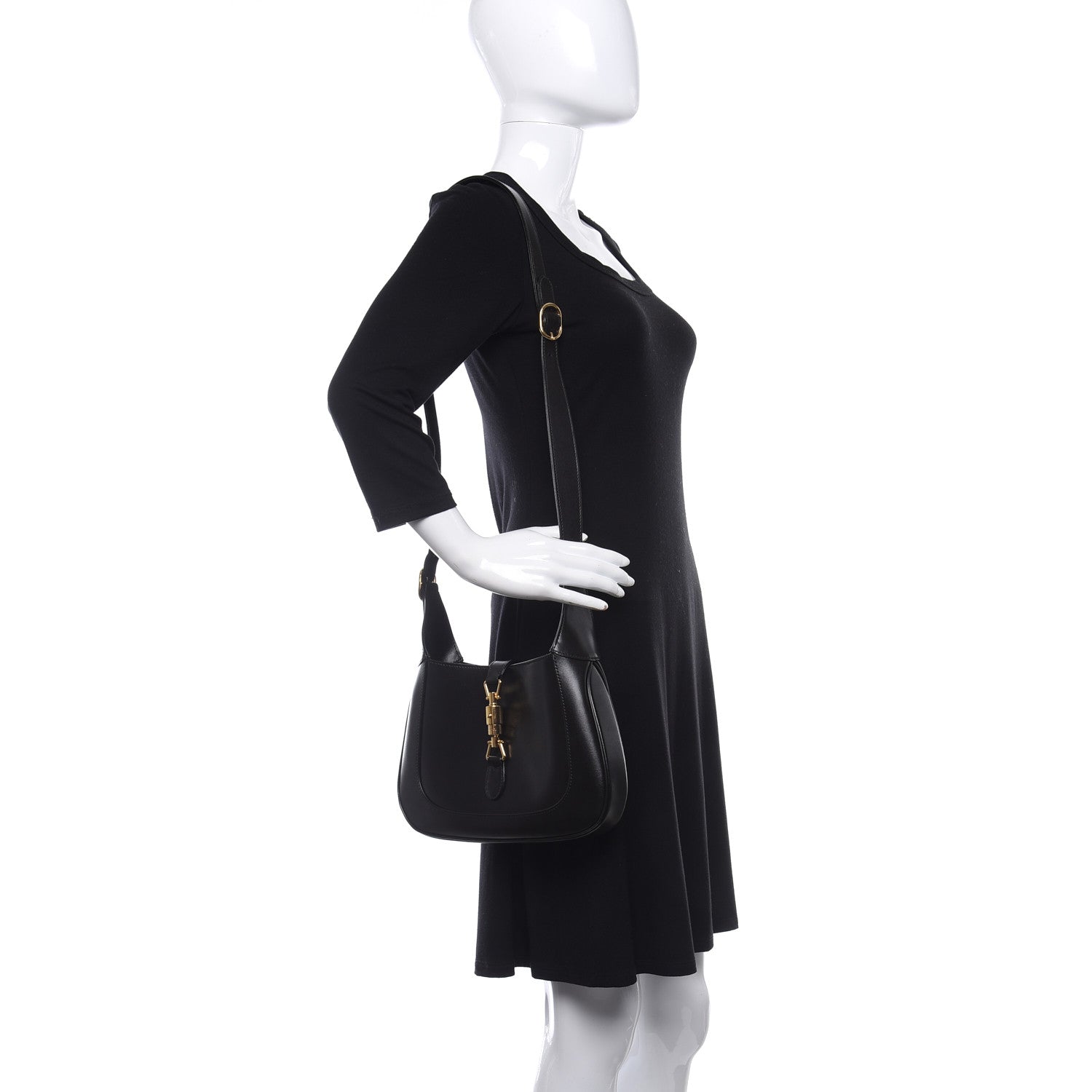 Gucci Boarded Dyana Lux Calfskin Small Jackie 1961 Hobo Black 2 of 9